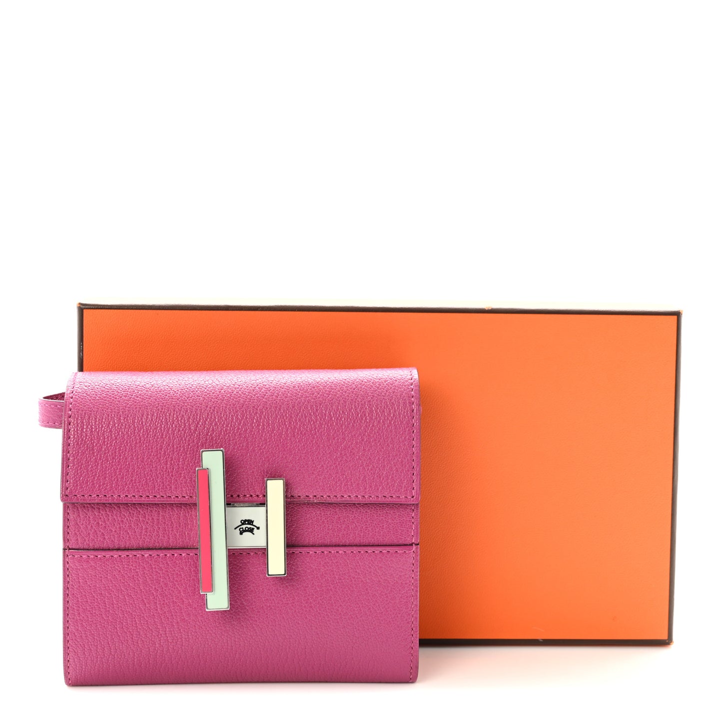 Chevre Mysore Enamel Mini Cinhetic Wallet  Rose Pourpre