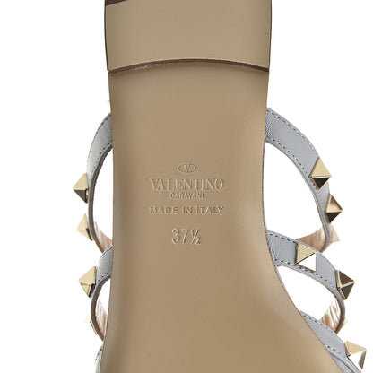 Valentino Garavani Suede Rockstud Flat Cage Mules 37.5 Pastel Grey 6 of 9