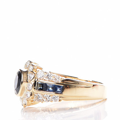 Cartier 18K Yellow Gold Diamond Sapphire Ring 55 7.5 3 of 6