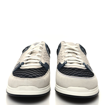 Bottega Veneta Nappa Ostrich Intrecciato Suede Sneakers 43 Grey Black Navy 2 of 11