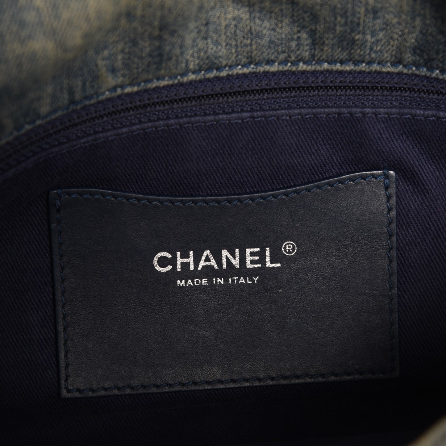 Denim Quilted Camellia Embroidered Medium Flap Blue
