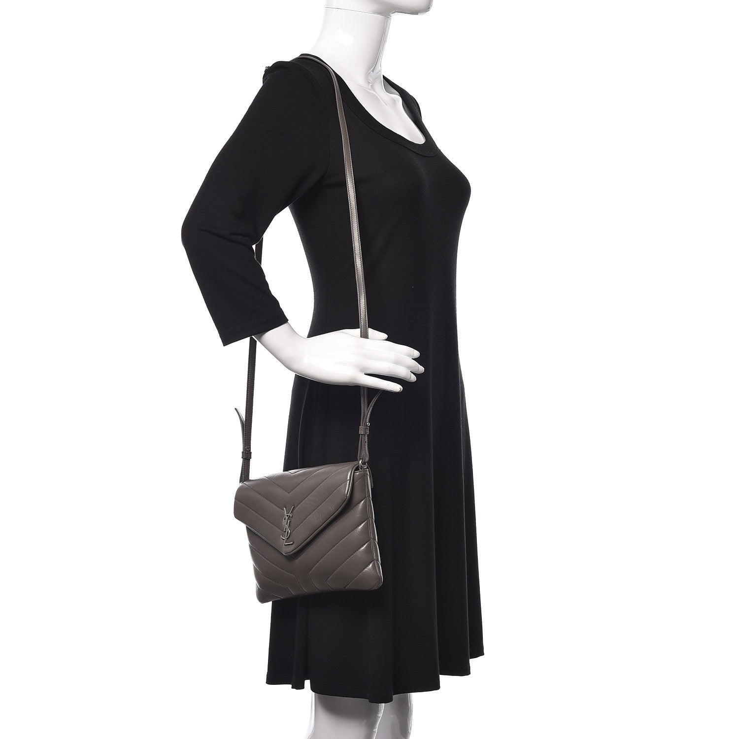 Saint Laurent Calfskin Y Quilted Monogram Loulou Flap Bag Earth 2 of 12