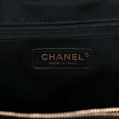Chanel Wrinkled Lambskin Chevron Quilted Large Surpique Tote Black 6 of 17