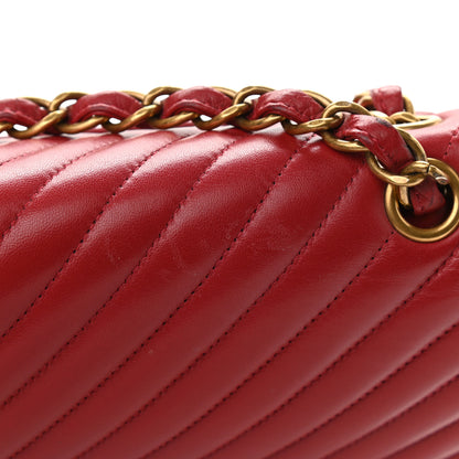Chanel Lambskin Chevron Quilted Maxi Double Flap Dark Red 14 of 15