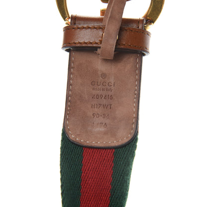 Gucci Nylon Calfskin Double G Web 40mm Belt 90 36 Green Red Cuir 4 of 8
