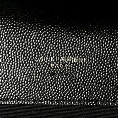 Saint Laurent Grain De Poudre Matelasse Chevron Monogram Cassandre Flap Pouch Black 6 of 9
