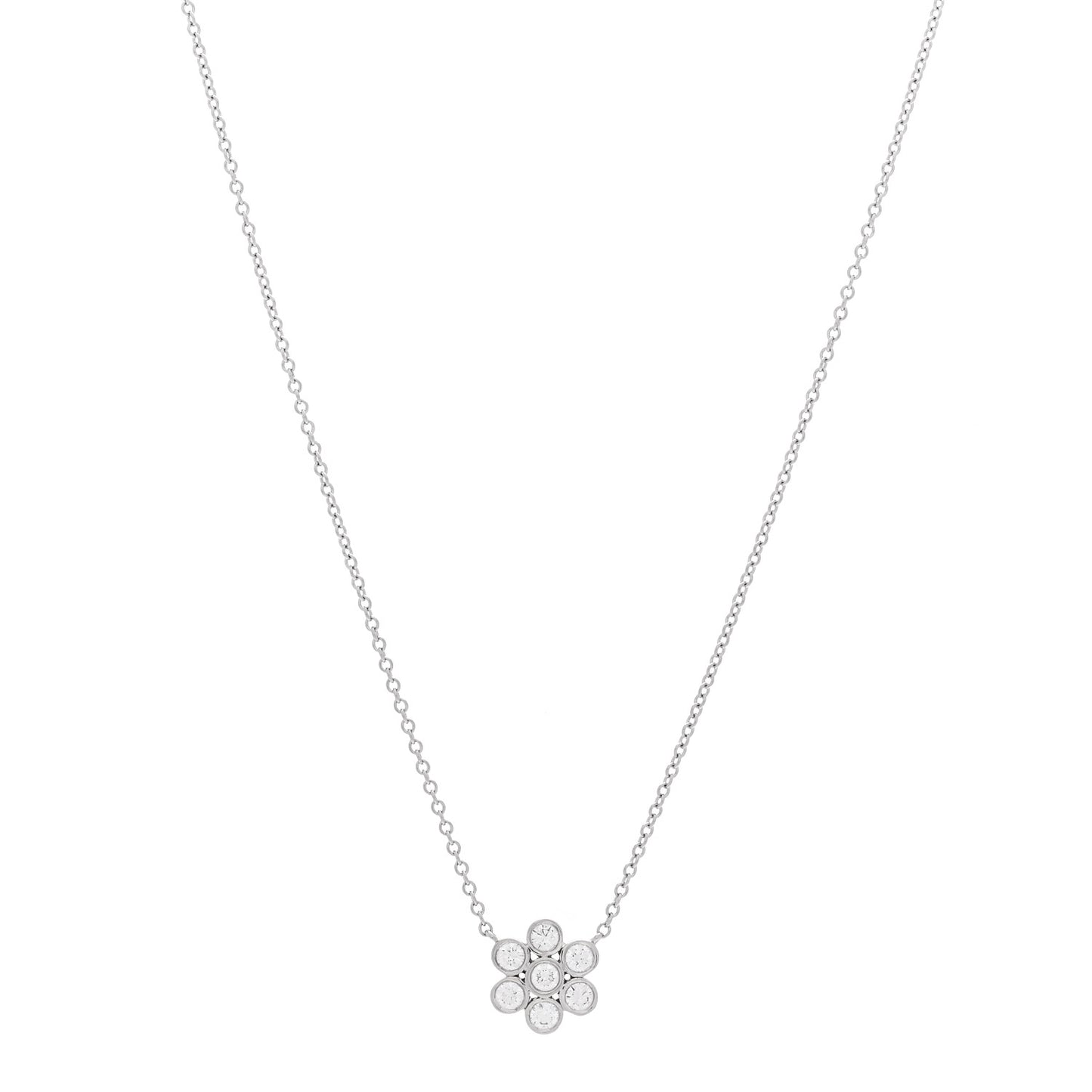 Platinum Diamond Flower Pendant Necklace