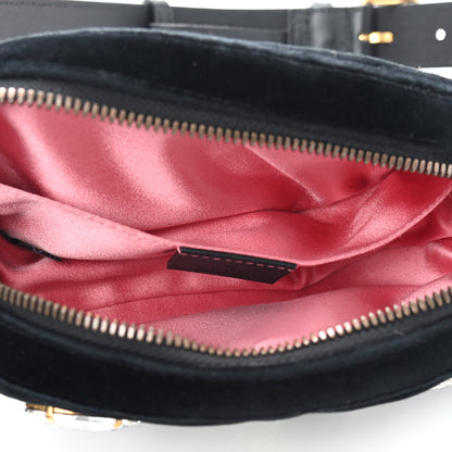 Gucci Velvet Matelasse Marquise Crystals GG Marmont Belt Bag 85 34 Black 5 of 9