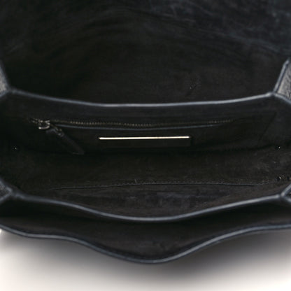 Valentino Garavani Pebbled Calfskin Onyx Medium Rockstud Rolling Flap Saddle Bag Black 5 of 9