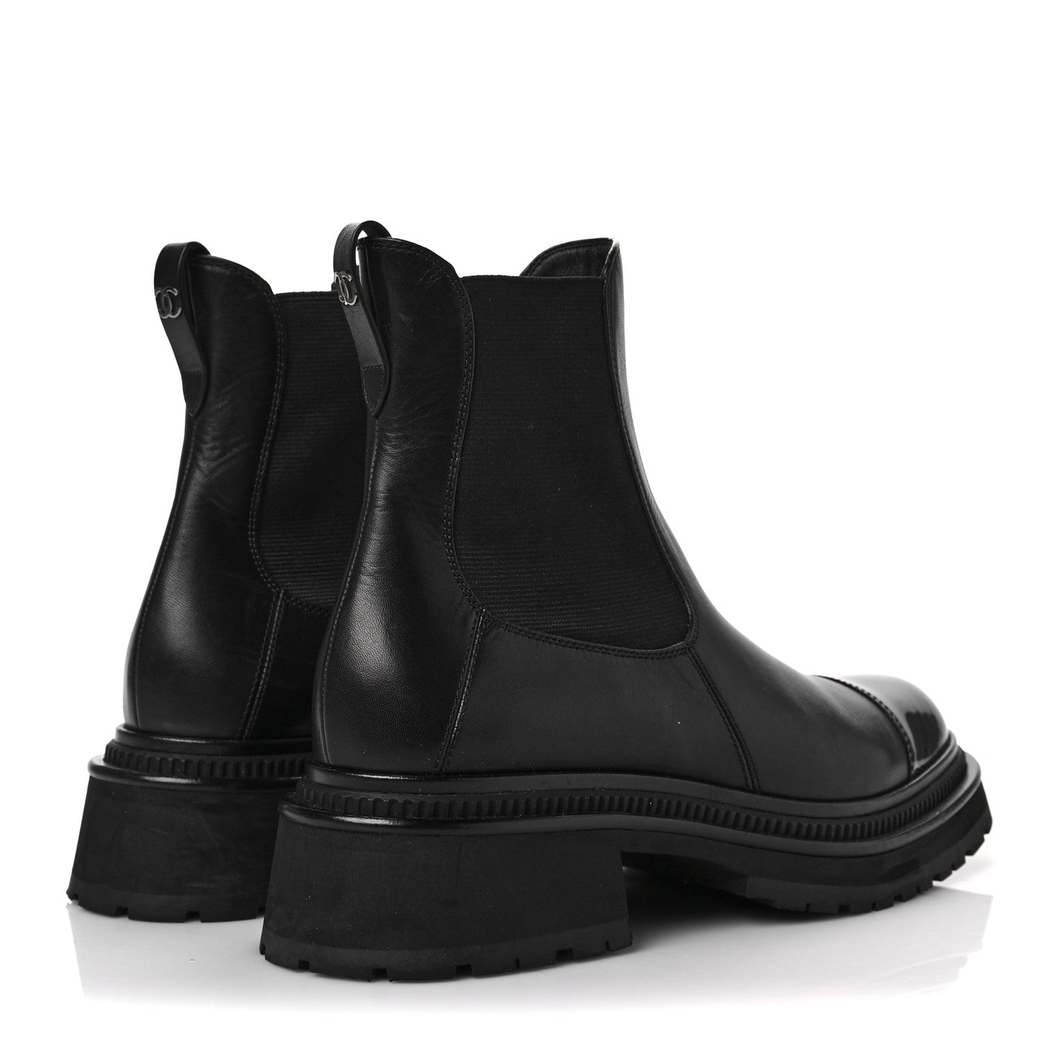 Chanel Calfskin Patent Cap Toe Ankle Boots 41 Black 4 of 7