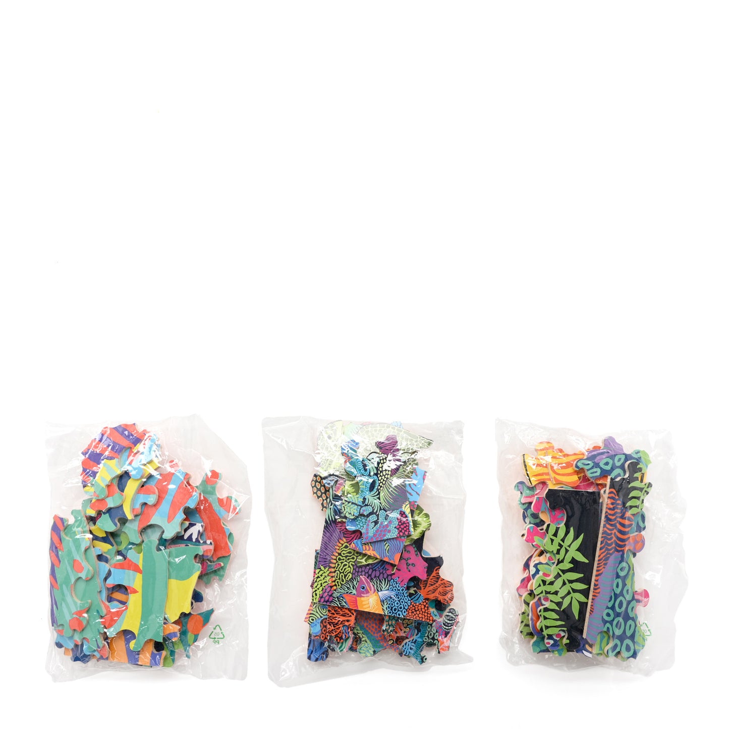 Wood Paper Printed Under the Waves Puzzles Set of 3 Multicolore