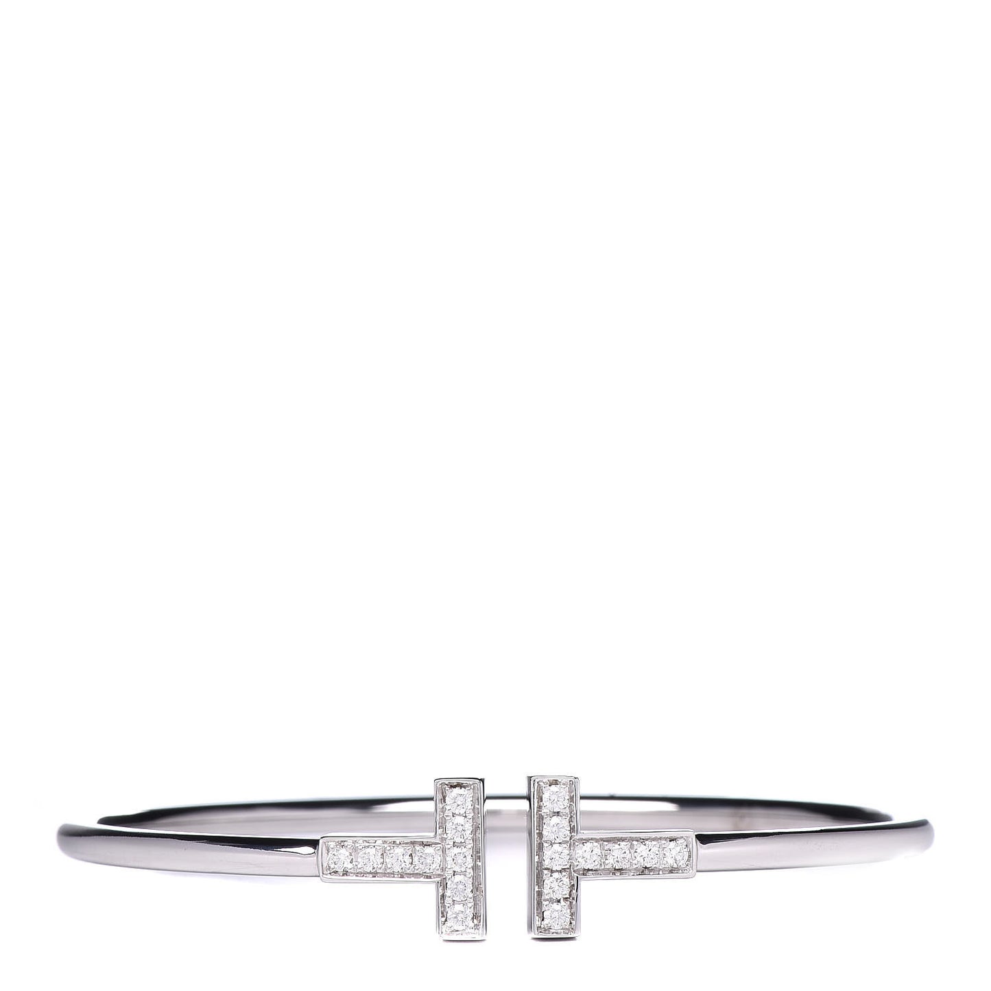18K White Gold Diamond T Wire Bracelet