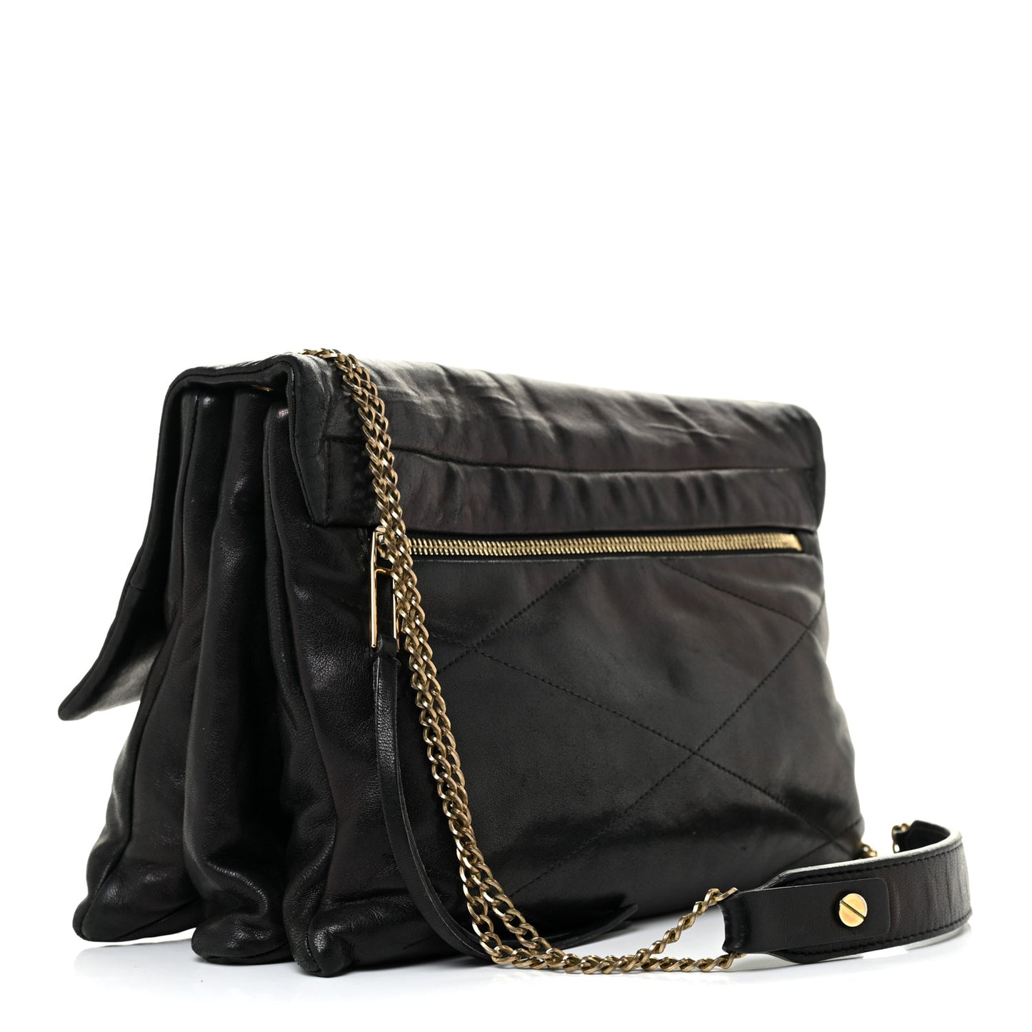 Lambskin Quilted Medium Sugar Flap Shoulder Bag Black