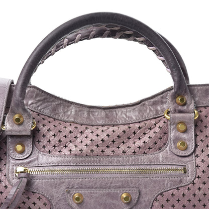 Balenciaga Agneau Laser Cut Cross Classic Gold Hardware City Glicine 10 of 10