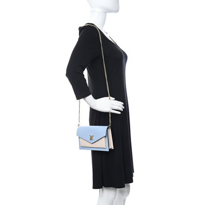Louis Vuitton Calfskin My Lockme Chain Pochette Bleu Nuage 2 of 9