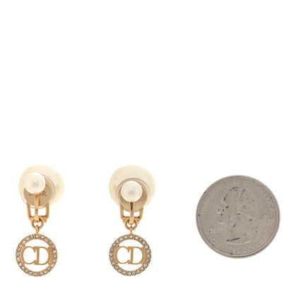 Christian Dior Metal Pearl Crystal Tribales CD Clip On Earrings Gold 2 of 4