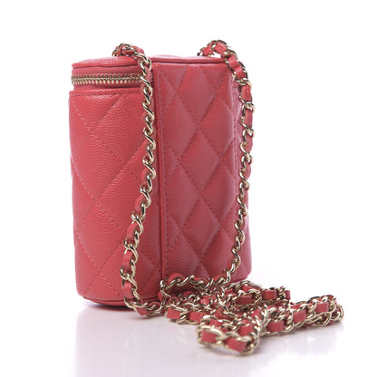 Chanel Caviar Quilted Small Vertical Coco Beauty Vanity Case With Chain Red 3 of 10