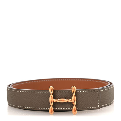 Hermes Swift Epsom 24mm H Torsade Belt 85 34 Etoupe Gold 1 of 6