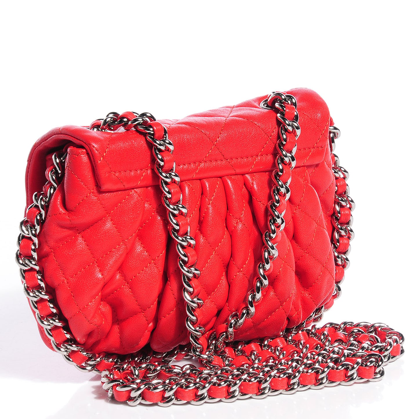 Washed Lambskin Mini Chain Around Messenger Red