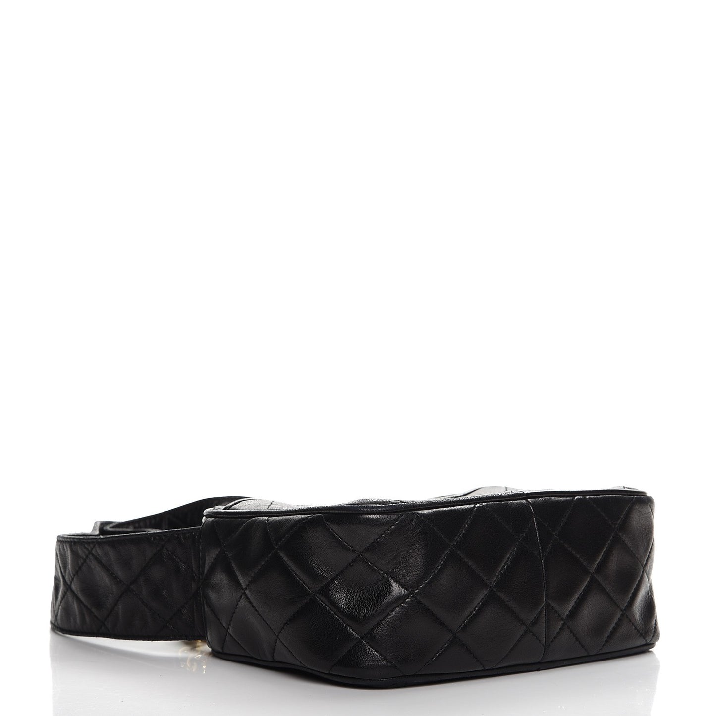 Lambskin Quilted Tassel Camera Case Black