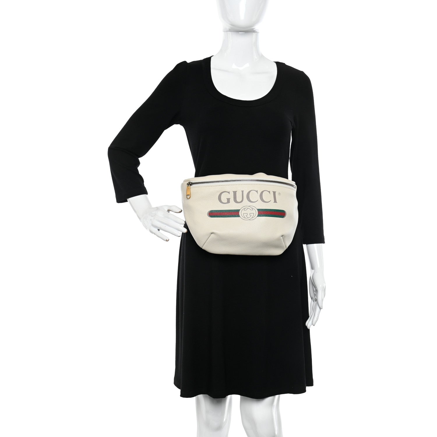 Gucci Grained Calfskin Logo Belt Bag White 2 of 10