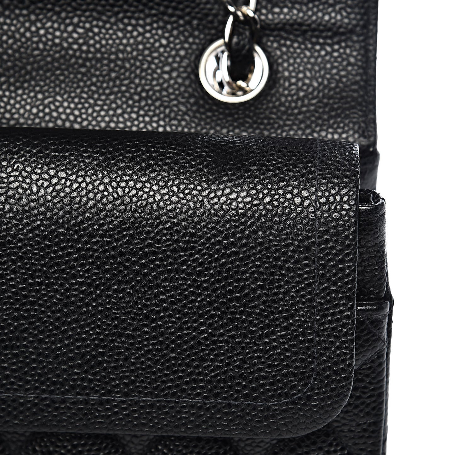 Caviar Quilted Medium Double Flap Black