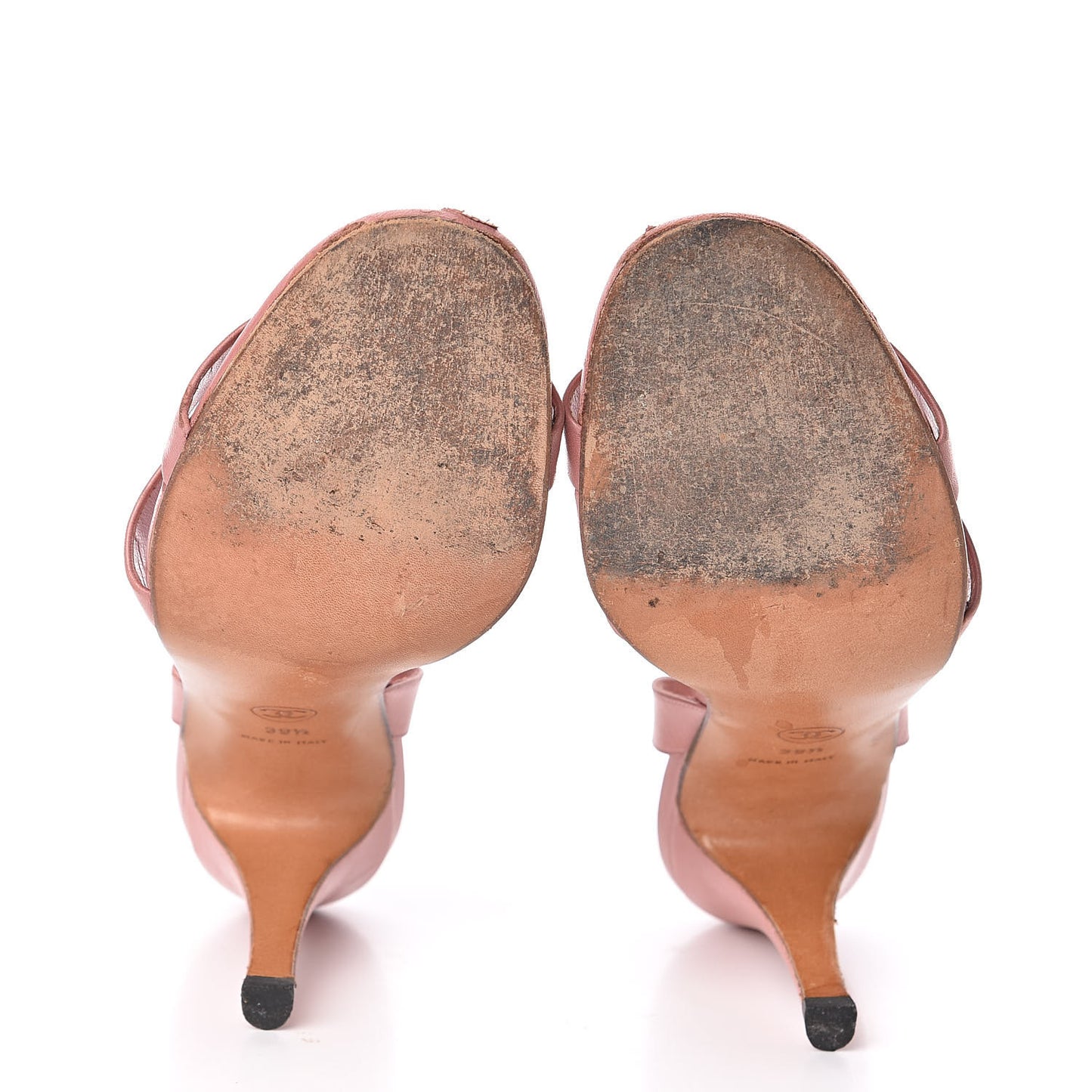 Lambskin Logo Slingback Sandals 39.5 Pink