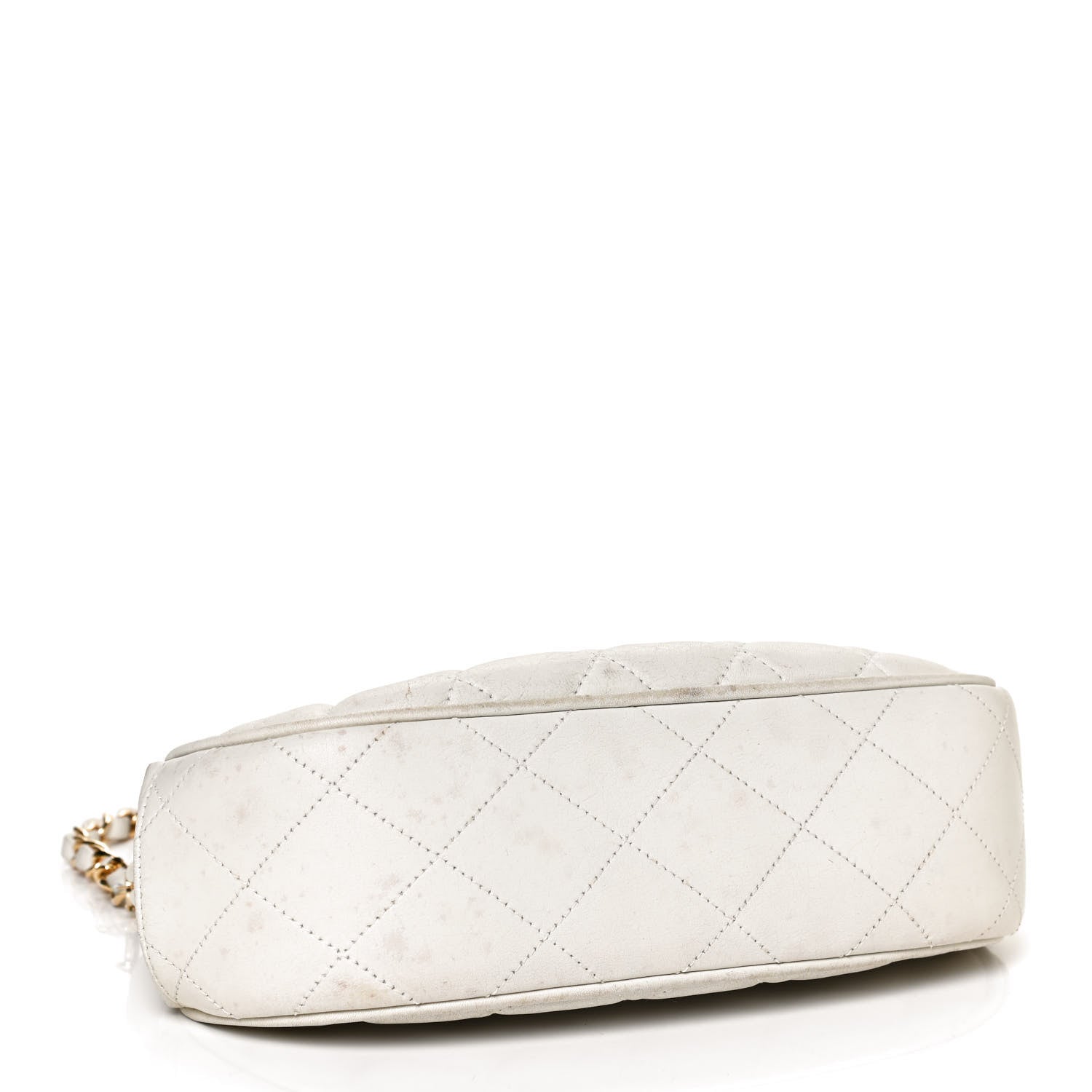 Chanel Lambskin Quilted CC Kiss Lock Evening Clutch White 3 of 9
