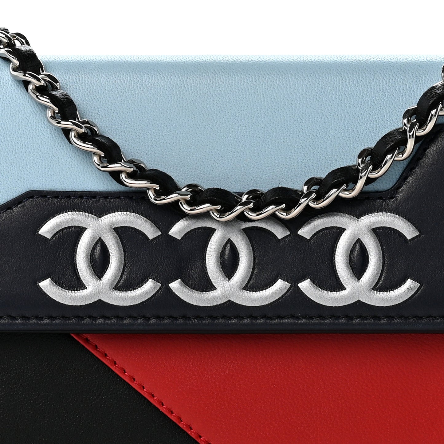 Lambskin Airlines Wallet On Chain WOC Blue Black Red