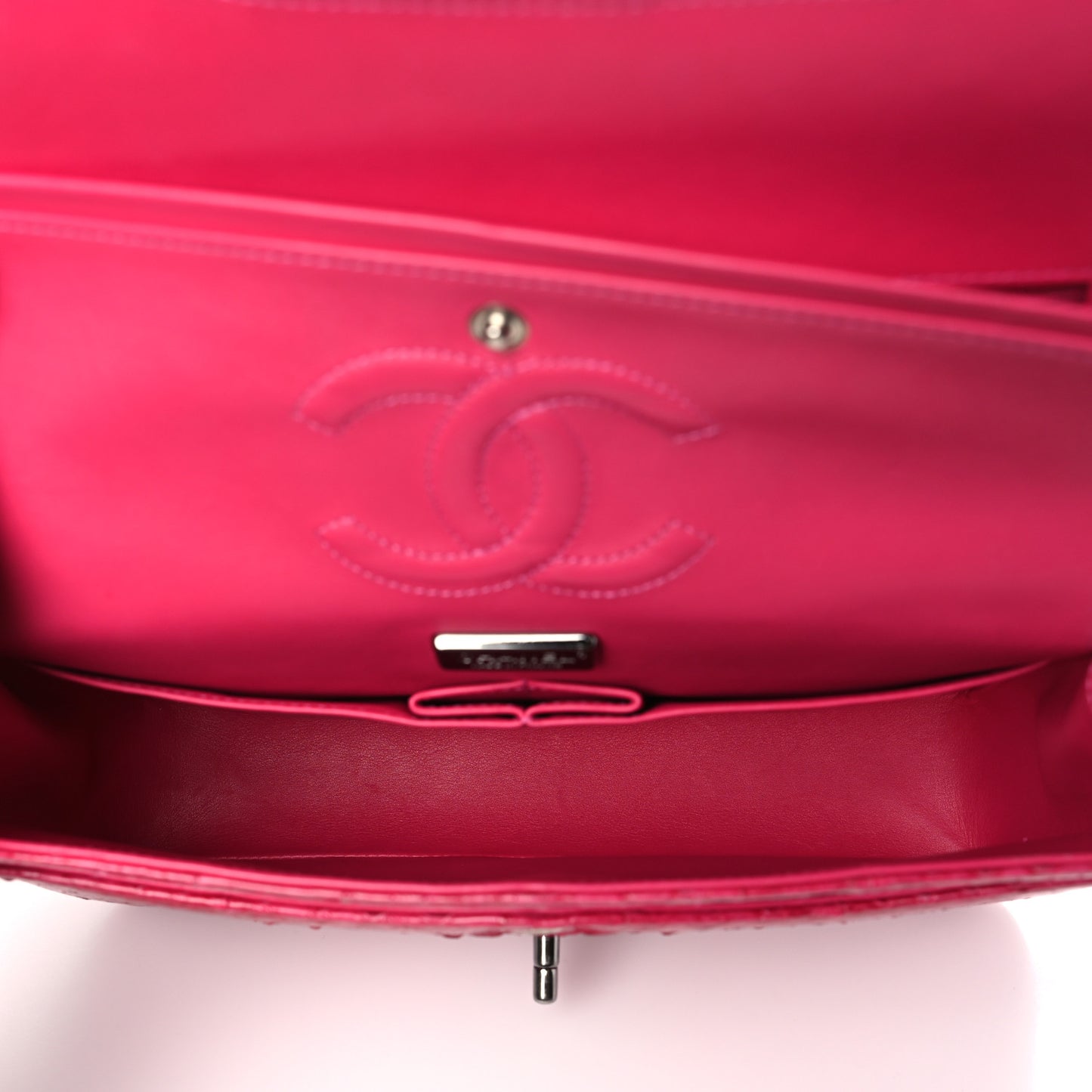 Snakeskin Medium Double Flap Pink