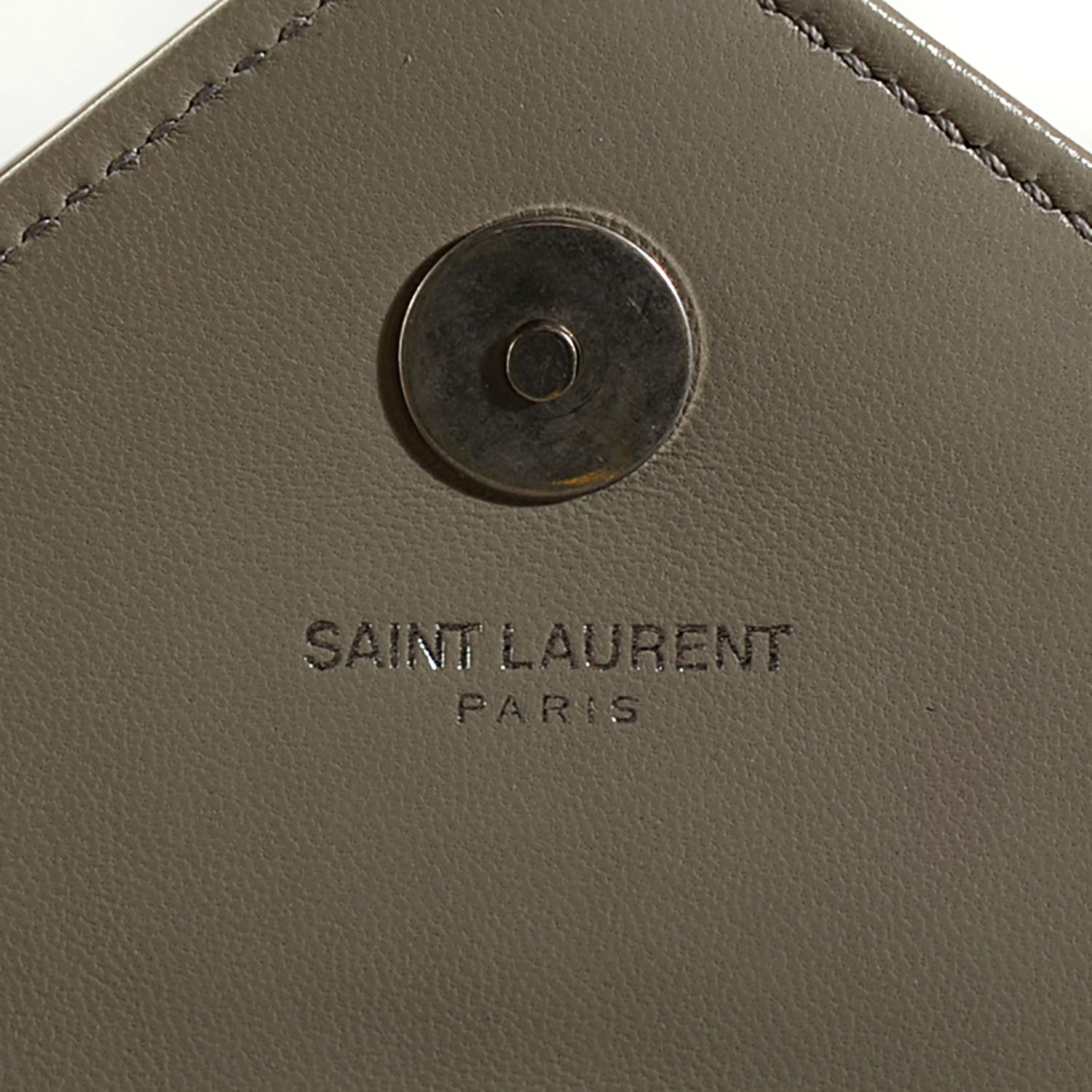 Saint Laurent Patent Chevron Mini V Flap Chain Shoulder Bag Light Grey 6 of 8