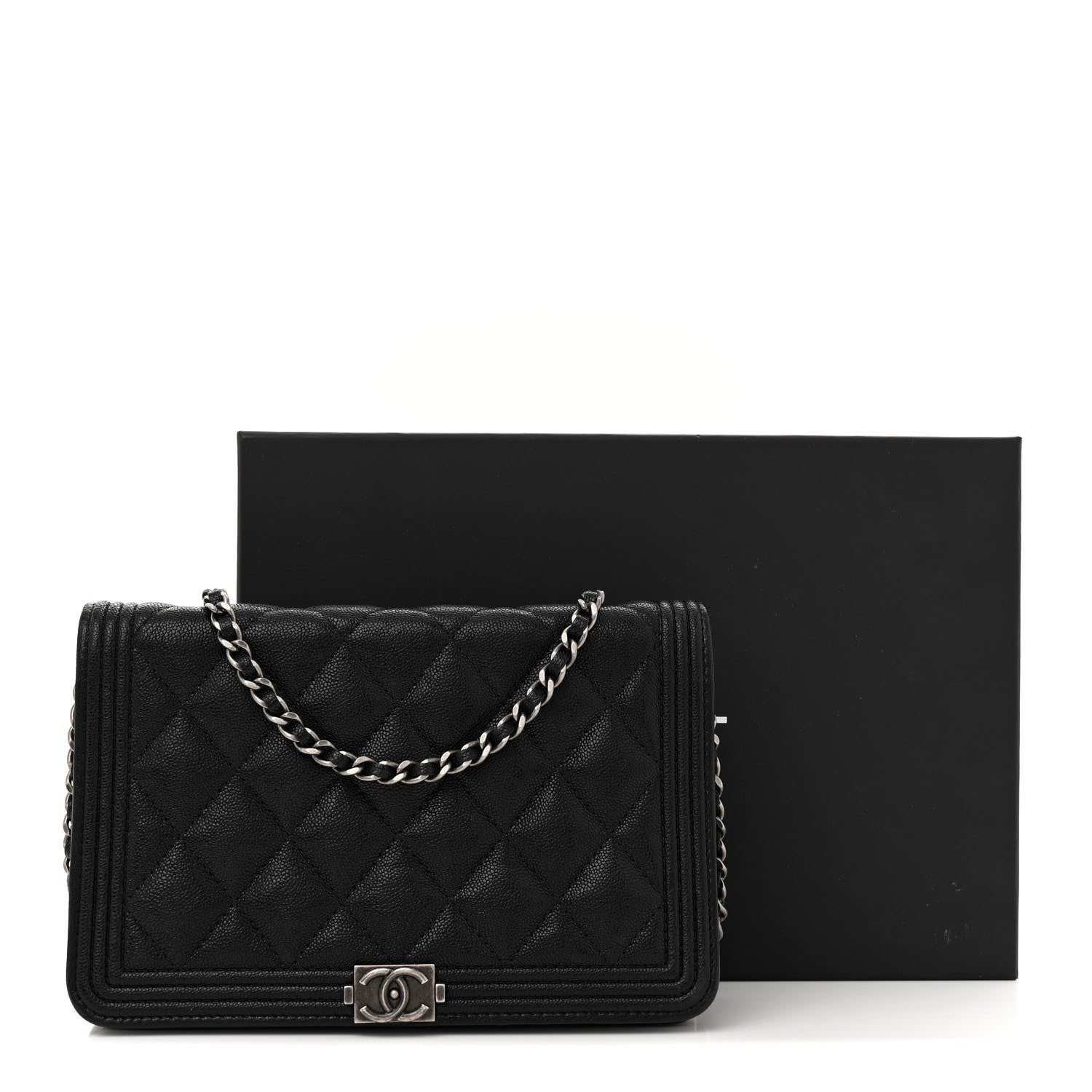 Chanel Caviar Quilted Boy Wallet On Chain WOC Black 12 of 12