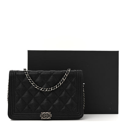 Chanel Caviar Quilted Boy Wallet On Chain WOC Black 12 of 12