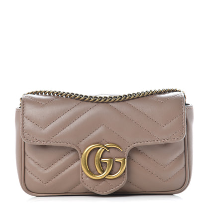 Gucci Calfskin Matelasse Super Mini GG Marmont Shoulder Bag Porcelain Rose 1 of 9