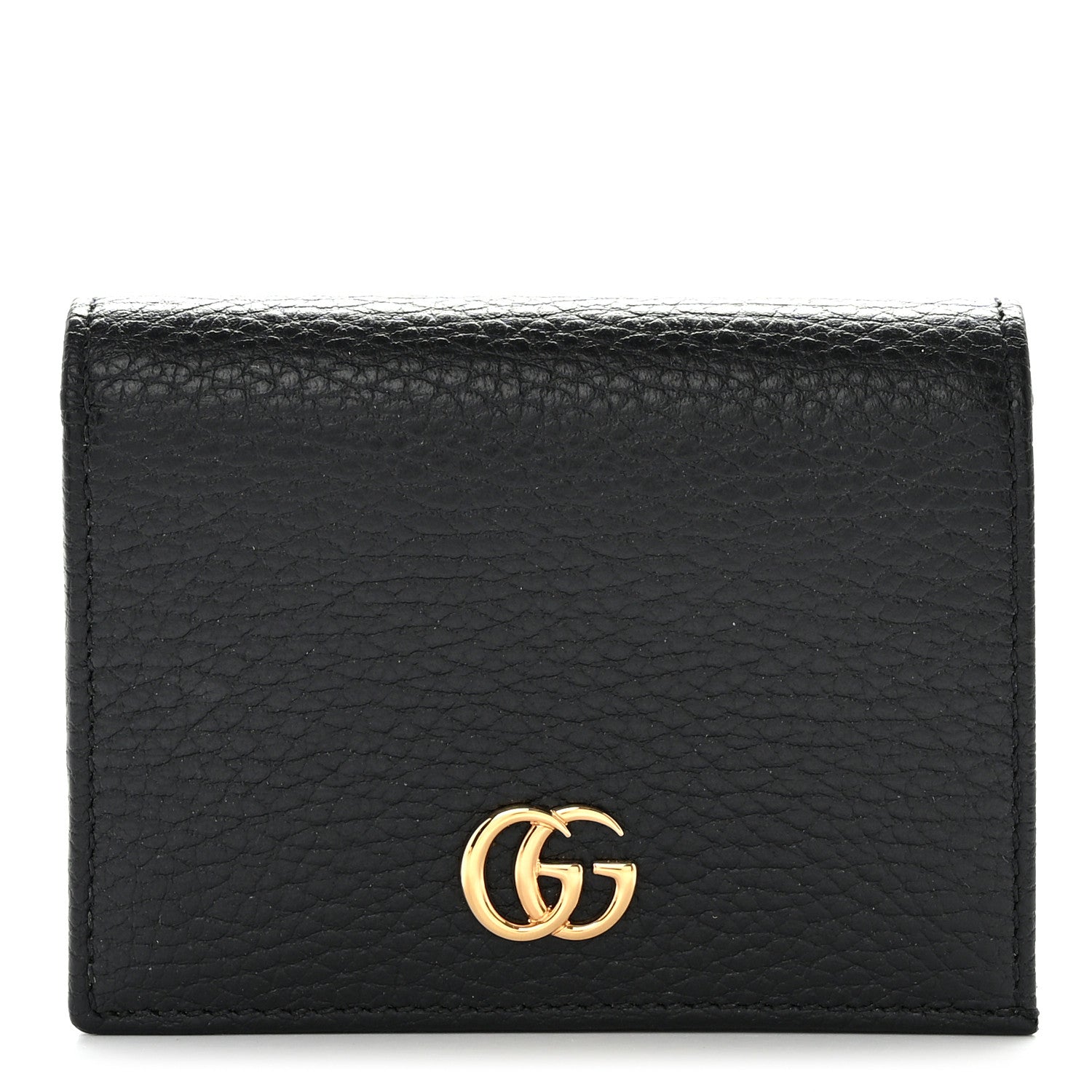 Gucci Pebbled Calfskin GG Marmont Card Case Black 1 of 9