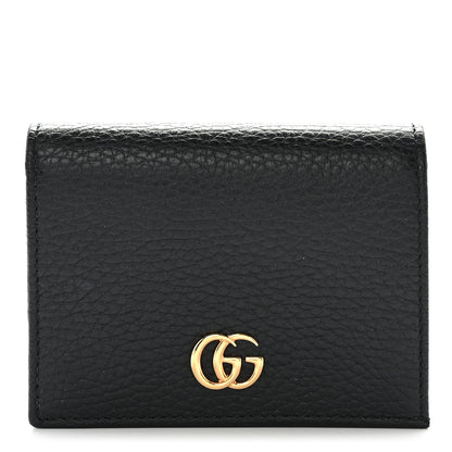 Gucci Pebbled Calfskin GG Marmont Card Case Black 1 of 9