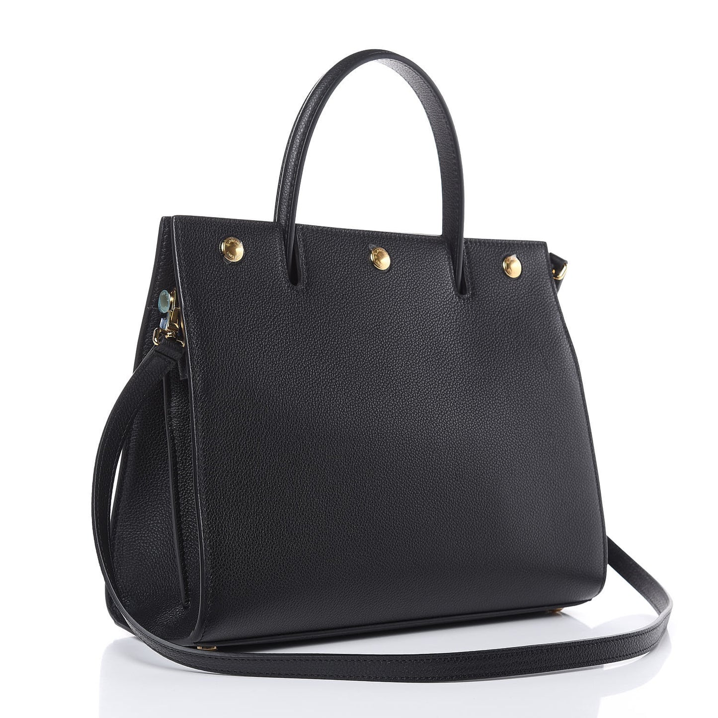 Grainy Calfskin Small Title Bag Black