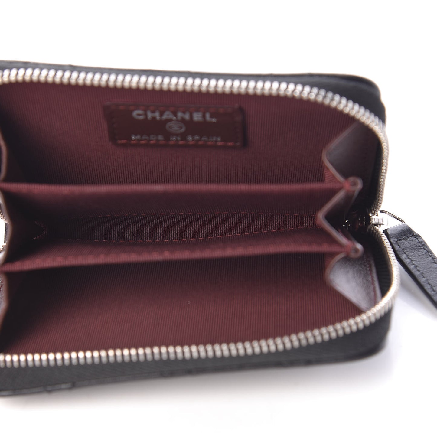Lambskin Quilted Zip Coin Purse Black