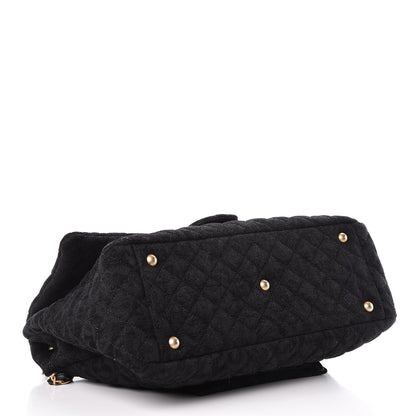 Chanel Velvet Camellia Stamped XXL Travel Flap Bag Black 4 of 12