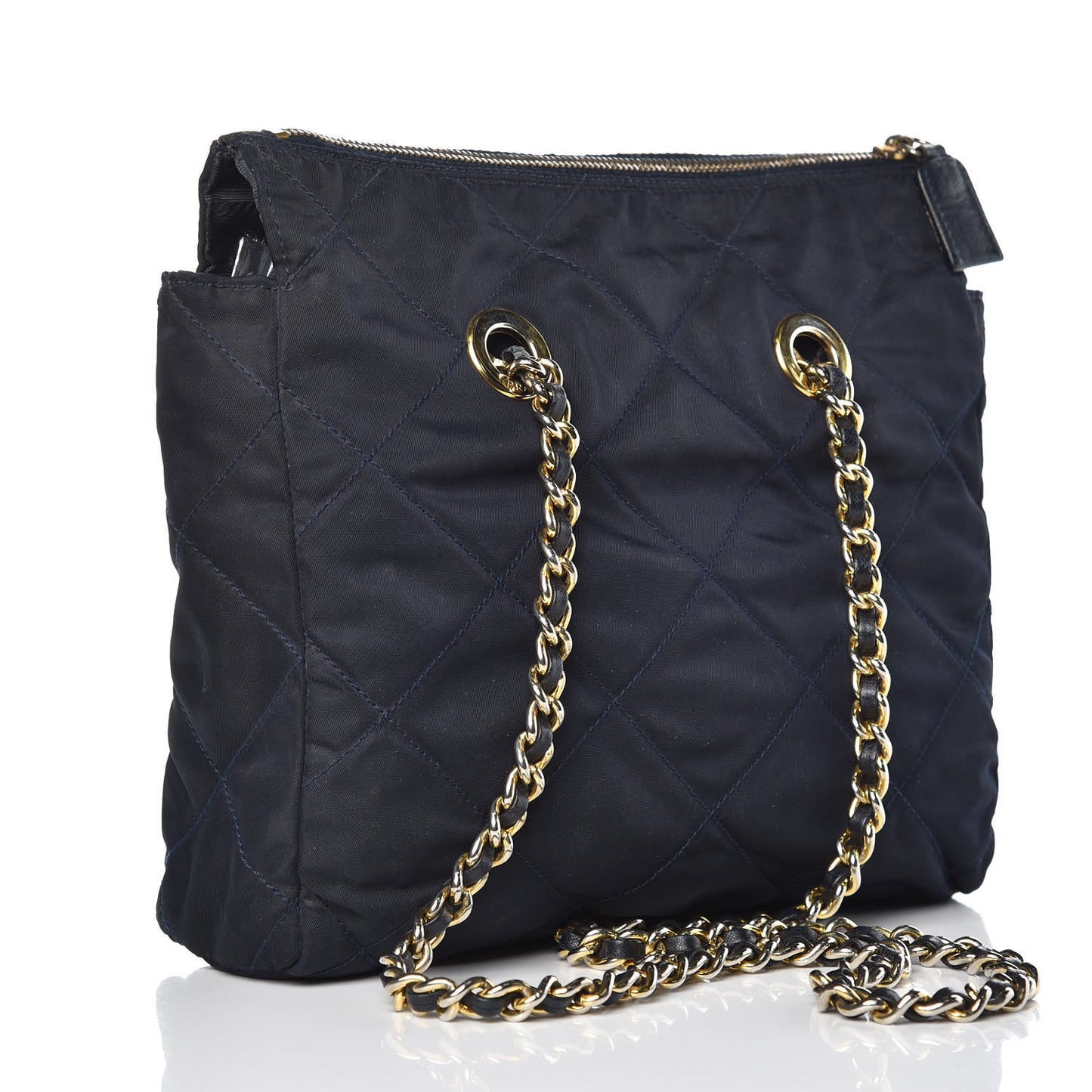 Nylon Tessuto Quilted Shoulder Bag Navy