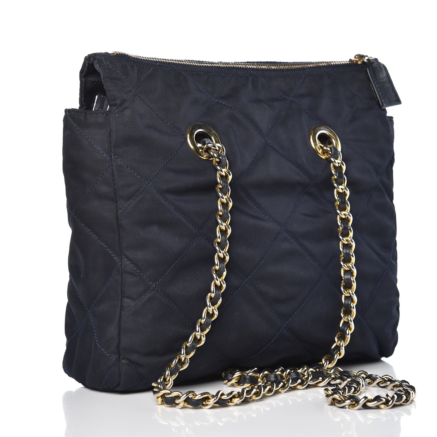 Prada Nylon Tessuto Quilted Shoulder Bag Navy 3 of 14