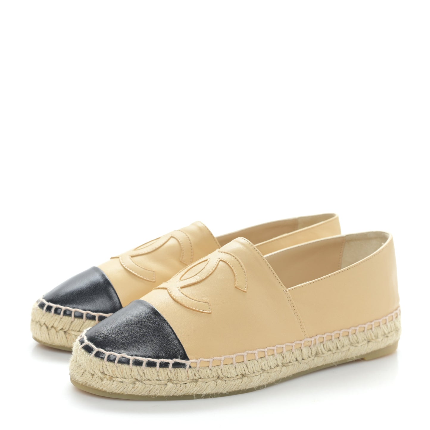 Lambskin CC Espadrilles 38 Beige Black