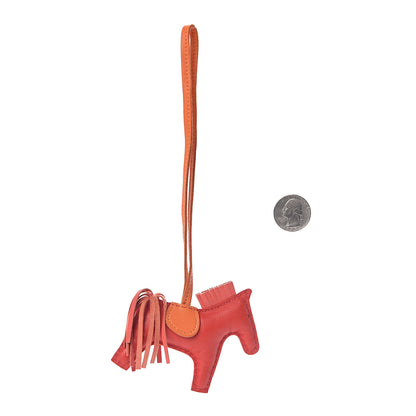 Hermes Milo Lambskin Grigri Rodeo Horse Bag Charm PM Rouge Rose Indien Jaipur Feu 2 of 4