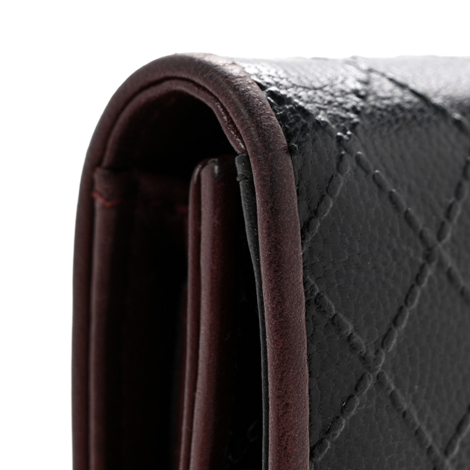 Chanel Calfskin Diamond Stitched Flap Wallet Black 9 of 12