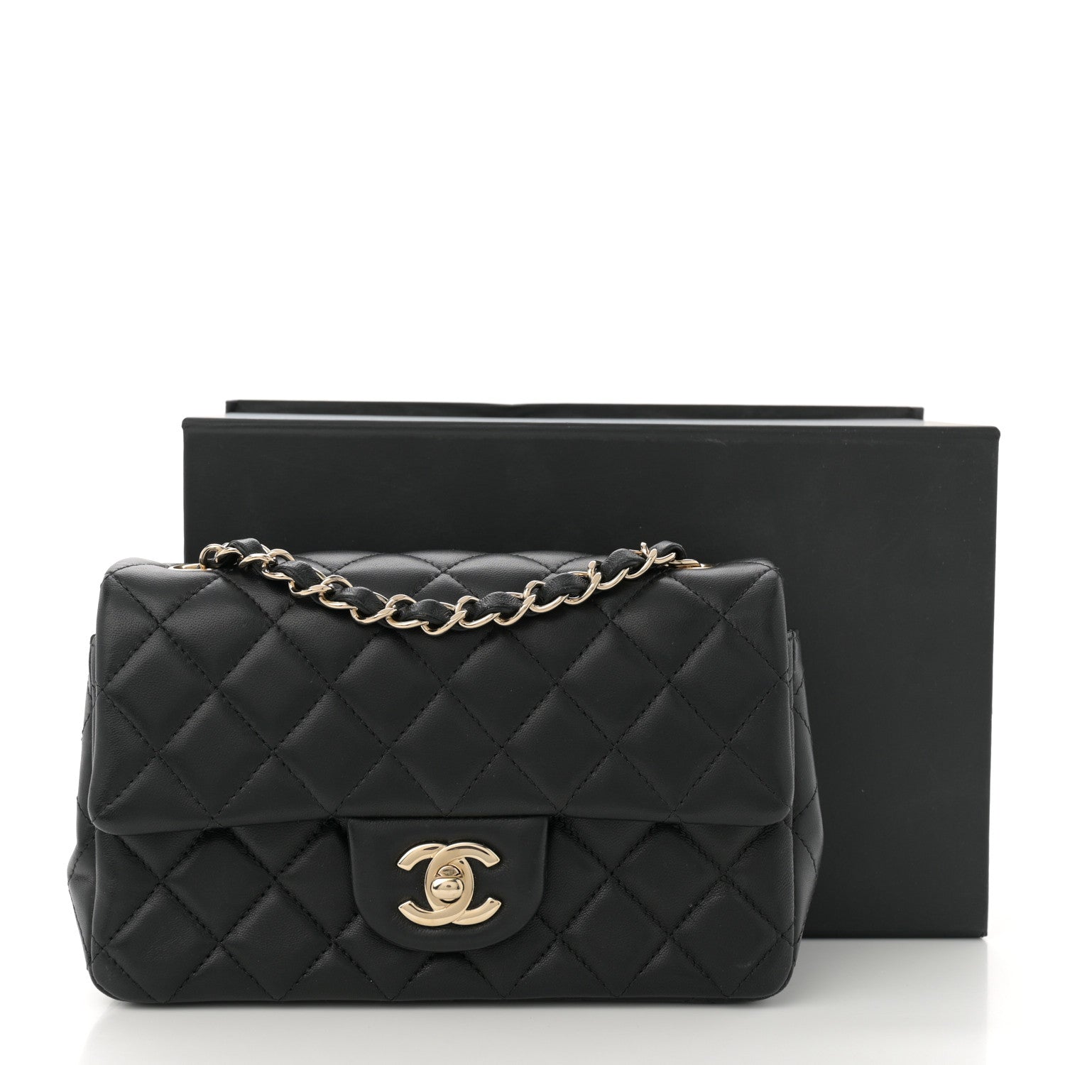 Chanel Lambskin Quilted Mini Rectangular Flap Black 12 of 12