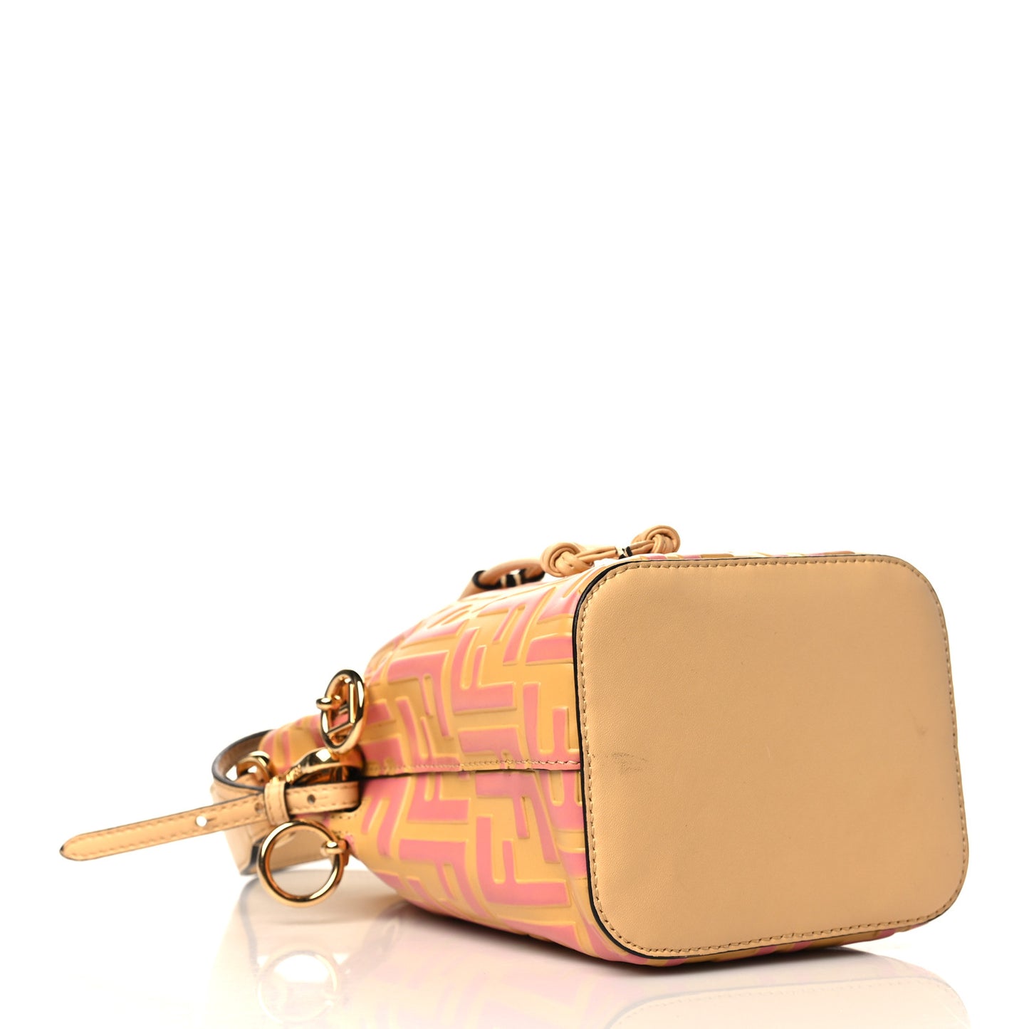 Vitello Liberty F is Fendi Bi-Color FF 1974 Embossed Mini Mon Tresor Bucket Bag Savana Lollypop