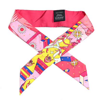 Hermes Silk Plumetis Upcycle Twilly Rose 1 of 3