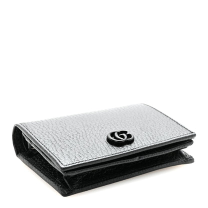 Gucci Dollar Calfskin Enamel Monochrome GG Marmont Card Case Black 4 of 8