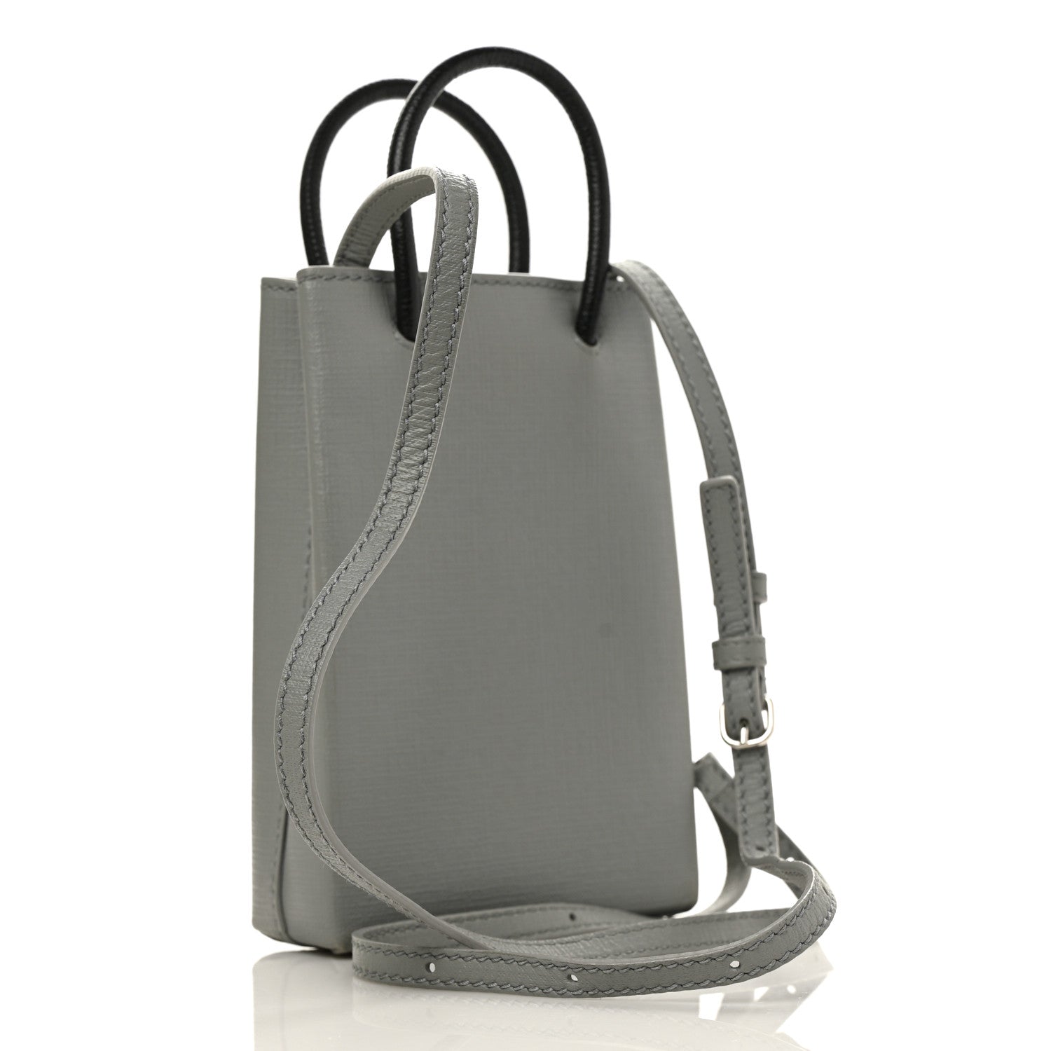 Balenciaga Squared Calfskin Logo Shopping Phone Holder Bag Balenciaga Grey 3 of 11