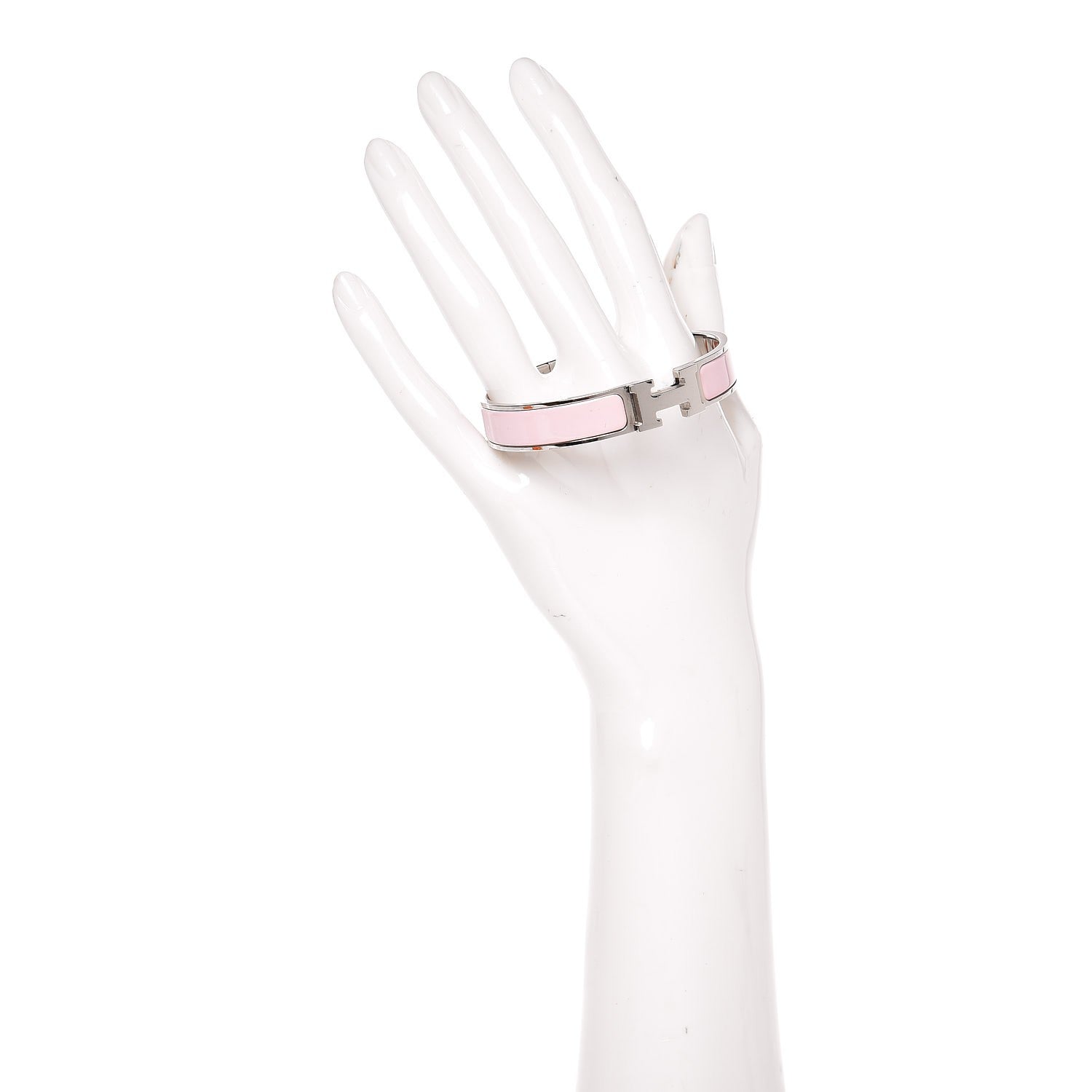 Hermes Enamel Narrow Clic Clac H Bracelet PM Rose Poudre 2 of 5